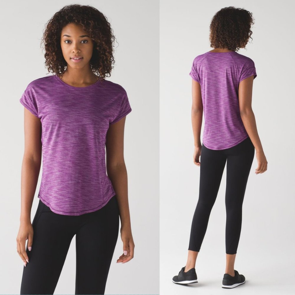 Lululemon Heathered Pink Seriously Light Luon Run Around Tee